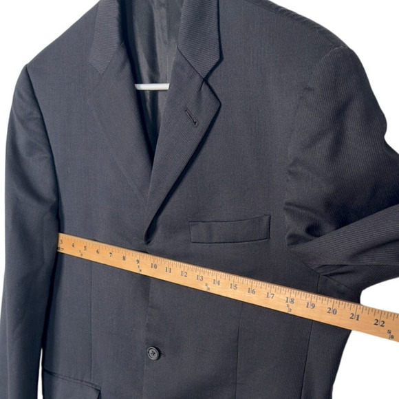 Burberry 40R Bond Street Wool Suit Jacket 3 Button Pinstripe Blazer Black EUC! - Picture 6 of 8